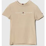 Tommy Hilfiger Otroška bombažna kratka majica bež barva