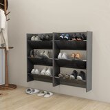 vidaXL Zidni ormarići za cipele 2 kom sjajni sivi 60x18x90 cm iverica Cijene
