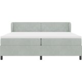 vidaXL Box Spring Postelja z Blazino Svetlo Siva 200x200 cm Žamet | Shoptok.si