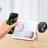 forcell F-ENERGY Mag Mirror 3 u 1 bežični punjač od 15 W kompatibilan s MagSafe ružičaste boje | shoptok.hr