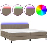  Krevet box spring s madracem LED smeđesivi 200x200 cm tkanina | shoptok.hr