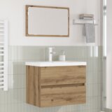 vidaXL Komplet pohištva za kopalnico s shranjevanjem z ogledalom 3 pcs Črni hrast | Shoptok.si