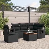  6-dijelni set vrtnih sofa s jastucima crni od poliratana | shoptok.hr