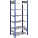 hofe Sestavljivi regal za fascikle, dvostranski, višina 2000 mm, ŠxG 750 x 600 mm, osnovni regal, modre barve / pocinkana izvedba | Shoptok.si