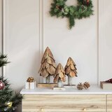  Božićno drvce s stalakom 3 pcs Smeđa Masivna tikovina | shoptok.hr