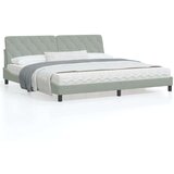  Okvir kreveta s LED svjetlima svijetlosivi 200x200cm baršunasti | shoptok.hr