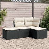  4-dijelni set vrtnih sofa od poliratana s jastucima crni Cijene