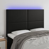 vidaXL LED posteljno vzglavje črno 144x5x118/128 cm umetno usnje Cene