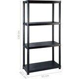 Police Regal s policami 4-nadstropni črn 122x30,5x130 cm plastika, (5000212995) | Shoptok.si