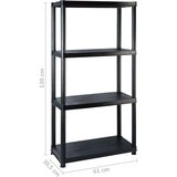 Police za pohranu s 4 razine crne 122 x 30 5 x 130 cm plastične | shoptok.hr