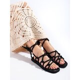 Shelvt Women's braided tied sandals black | Eponuda.ba