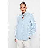 Trendyol X Sagaza Studio Light Blue Ruffle Detailed Poplin Shirt Cijene