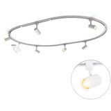 QAZQA Sodoben tirni sistem razsvetljave s 6 reflektorji beli 1-fazni ovalni 100 cm - Iconic Jeana | Shoptok.si