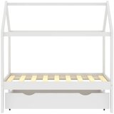  Otroški posteljni okvir s predalom bela trdna borovina 70x140cm | Shoptok.si
