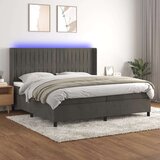  Box spring postelja z vzmetnico LED temno siva 200x200 cm žamet, (20724264) Cene