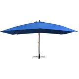 Viseći suncobran s drvenim stupom 400 x 300 cm plavi | shoptok.hr