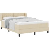  Krevet s podnom oprugom s madracem krem 160x200 cm tkanina | shoptok.hr