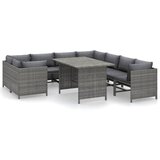 The Living Store Vrtna sedežna garnitura 9-delna z blazinami poli ratan siva - Vrtna Sedežna Garnitura, (21459935) | Shoptok.si