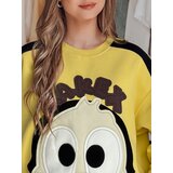 DStreet Bluza damska oversize z naszywkami CUTE MAKEX żółta | Shoptok.si