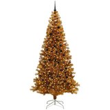 vidaXL Božično drevo med 300 LED z stojalom Zlata 240 cm PET | Shoptok.si
