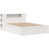  Posteljni okvir brez vzmetnice bel 150x200 cm trdna borovina | Shoptok.si
