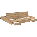  Krevet s ladicama s uzglavljem Umjetnički hrast 200 x 200 cm | shoptok.hr
