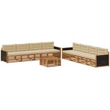  Set vanjskih sofa s jastukom 9 pcs Prirodna i bež Poliester | shoptok.hr
