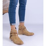 Gemre Brown flat ankle boots with cutout and buckle Savaner | ePonuda.com