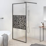 Pregrada za tuš 100 x 195 cm staklo ESG s uzorkom kamena crna | shoptok.hr