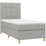  Okvir kreveta s oprugama i madrac svjetlosivi 90x200cm tkanina | shoptok.hr