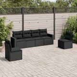  6-dijelni set vrtnih sofa s jastucima crni od poliratana | shoptok.hr
