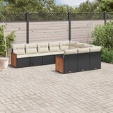 vidaXL 10-dijelni set vrtnih sofa s jastucima crni od poliratana | shoptok.hr
