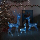 vidaXL Akrilna obitelj sobova božićni ukras 300 LED plava | shoptok.hr