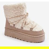 Kesi Women's lace-up snow boots with thick soles, beige Loso | shoptok.hr