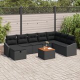 vidaXL Vrtni Kavč Set Set 9 Temno Siva Ratan Vrtni Kotni Kavč | Shoptok.si