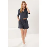 Trendyol Anthracite Polo Collar Relaxed/Comfortable Cut Knitted Bottom-Top Set