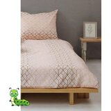  Posteljina pamučni krep roze sa zlatnim prugama - 140x200 | ePonuda.com