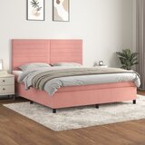 The Living Store Box spring postelja z vzmetnico roza 180x200 cm žamet - Box Spring Postelja, (21449857) Cene