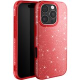 AVIZAR Ohišje z bleščicami za iPhone 16 Pro Odporen na udarce Glitter, Rdeča, (5000016545) | Shoptok.si