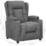  Stol s funkcijo vstajanja svetlo sivo blago, (20812318) | Shoptok.si