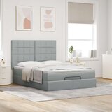 vidaXL Otomanski posteljni okvir z vzmetnico siv 140x190 cm blago | Shoptok.si