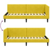 vidaXL Kutni okvir kreveta Žuta 90 x 200 cm Velvet i inženjerski drvo | shoptok.hr