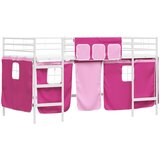  Krevet na kat za djecu s zavjesama Bijela i roza 90 x 200 cm | shoptok.hr