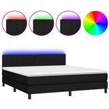 Krevet box spring s madracem LED crni 180x200 cm od tkanine | Eponuda.com