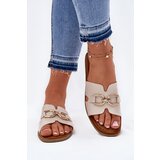 EVENTO Ladies Flat Slippers With Decorative Detail Beige Amiresna | Shoptok.si