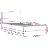vidaXL Posteljni okvir siva sonoma 75x190 cm inženirski les in kovina, (21128417) | Shoptok.si