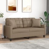 vidaXL Kavč dvosed z okrasnimi blazinami kapučino 140 cm umetno usnje | Shoptok.si