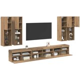  Set zidnog ormarića za TV S LED lampica 7 pcs Umjetnički hrast | Eponuda.com