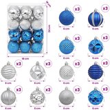  Set božićnih kuglica 36 kom. Plava i srebrna 6 cm Polistiren | shoptok.hr