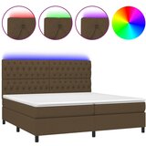 vidaXL box spring postelja z vzmetnico led temno rjava 200x200cm blago, (21118394) | Shoptok.si